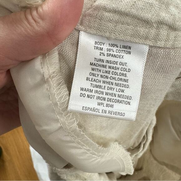 JM Collection Linen Cream Wide Leg Drawstring Waist Pull On Pants Womens 12P - Picture 8 of 11